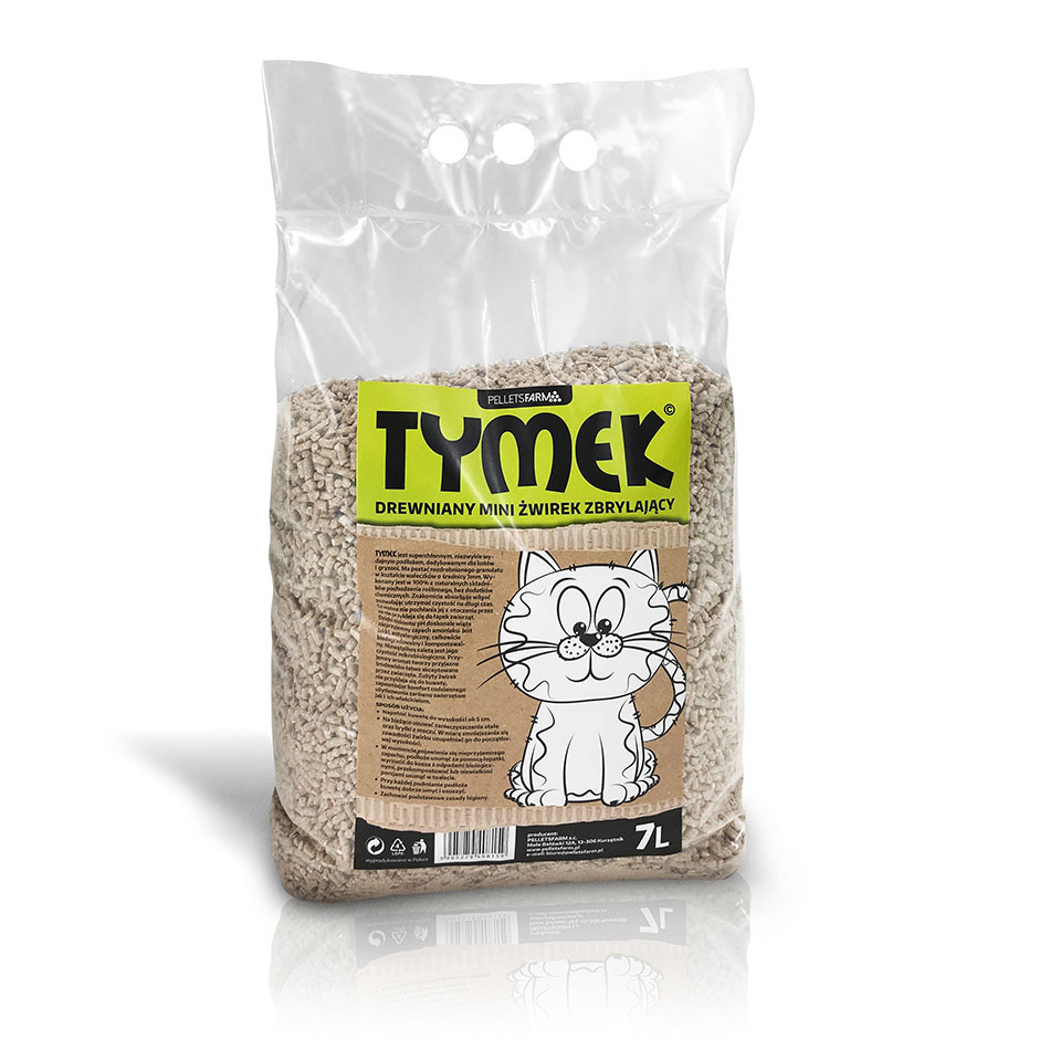 Tymek 7 L – żwirek mini, zbrylający dla kota