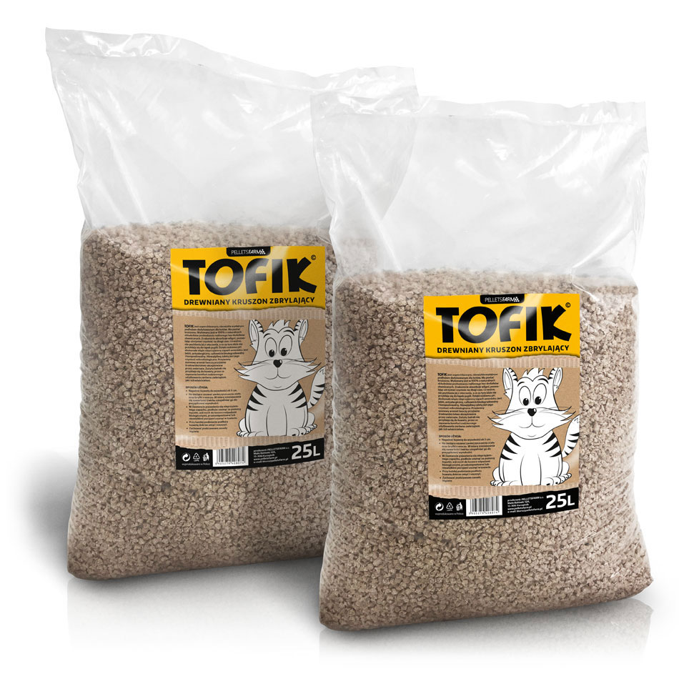 Tofik 2×25 L -Żwirek zbrylający dla kota, kruszon