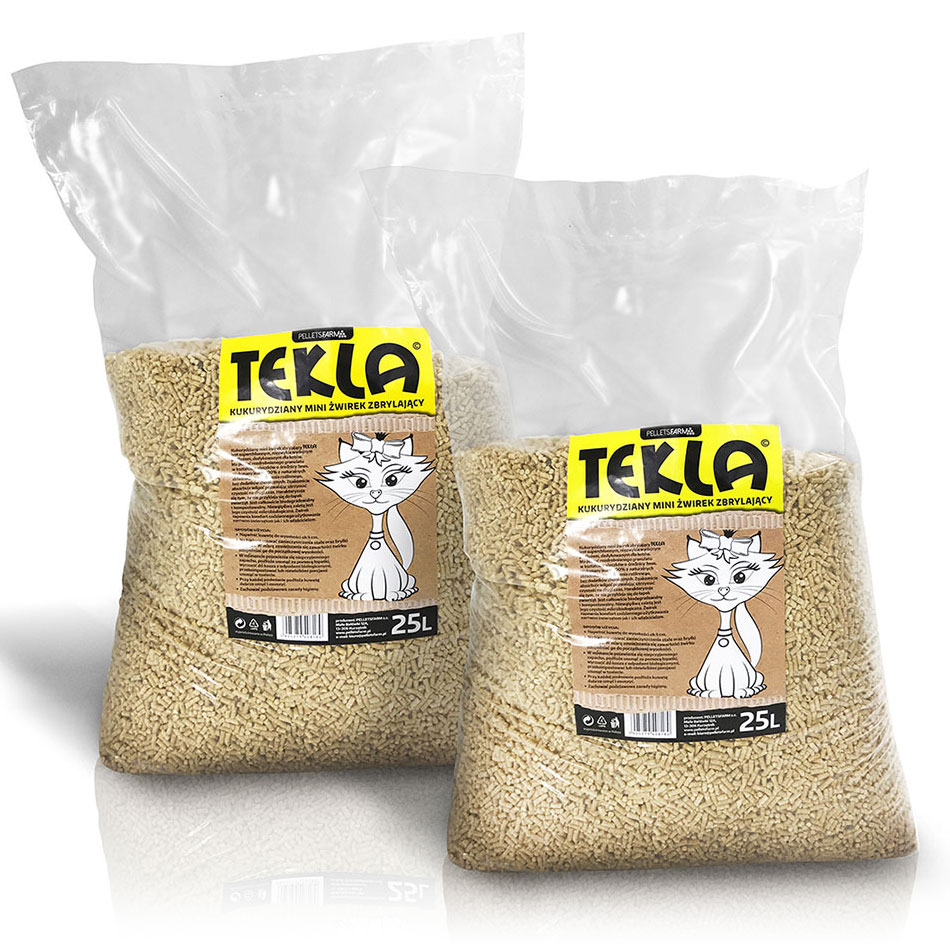Żwirek kukurydziany dla kota – Tekla 2×15 KG