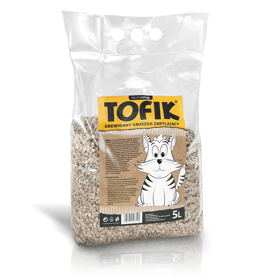 Tofik 5 L – żwirek zbrylający dla kota, kruszon